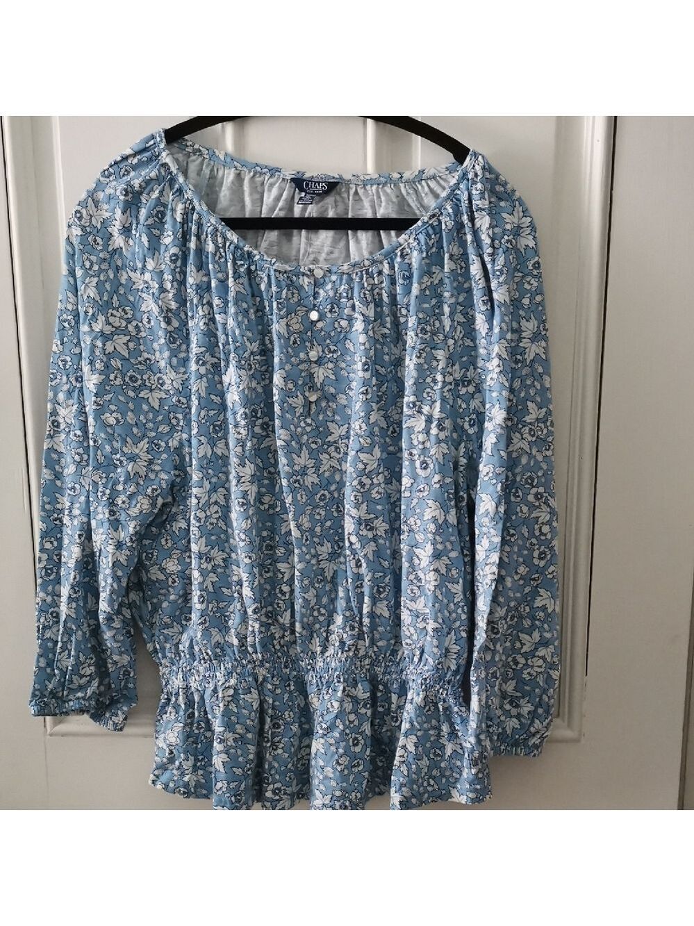 CHAPS Peasant Boho Cottagecore Peasant 100 % Cotton Top Size 2XL